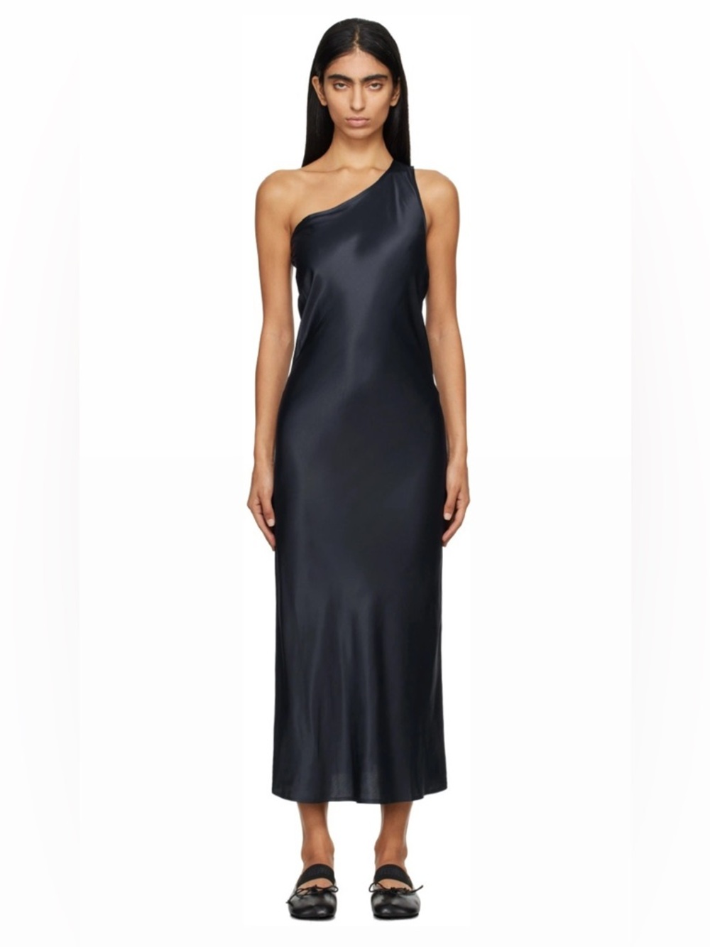 Baserange Navy One Strap Dydine Midi Dress NWT